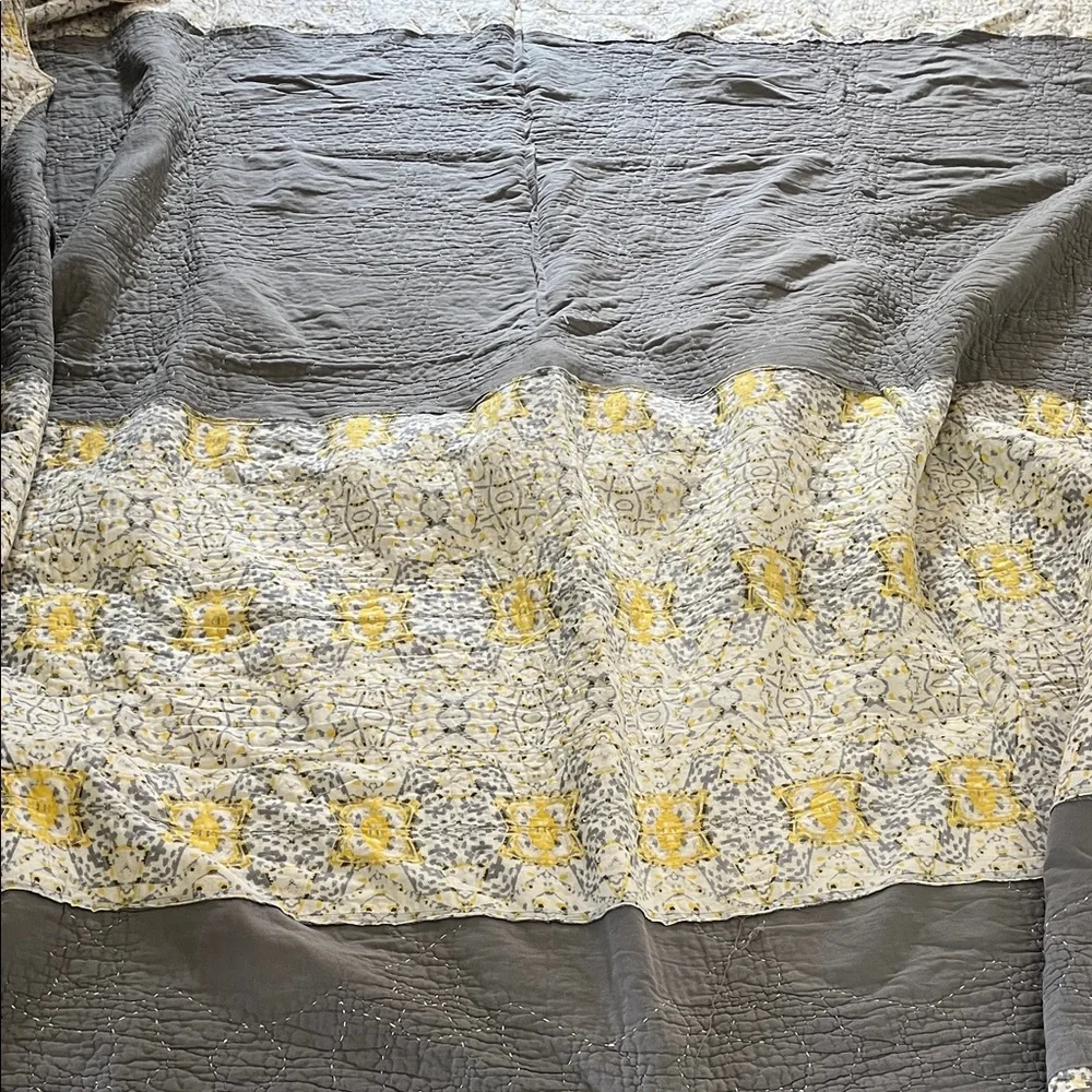 Anthropologie Gray and Yellow Quilted Bedding - Picture 4 of 4